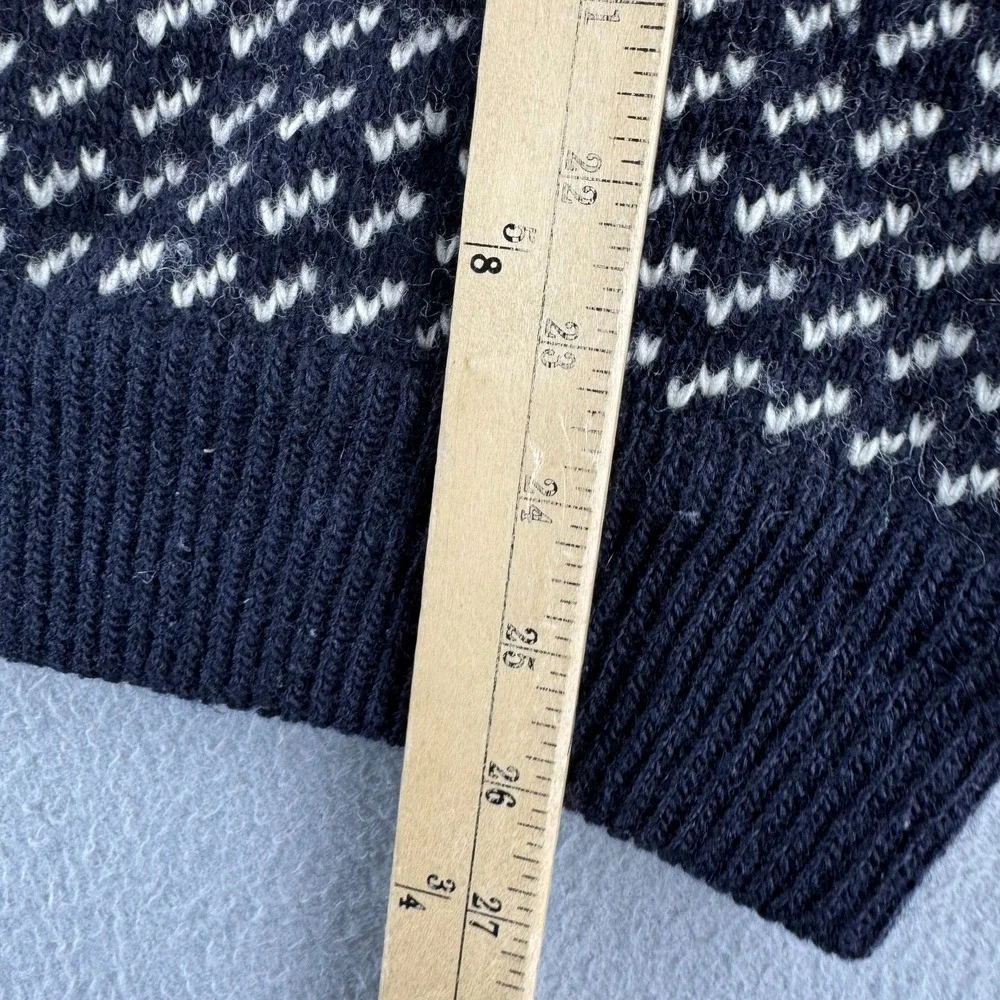 Vintage LL Bean Sweater Mens Medium Blue Birds Eye Wool Rayon Fisherman Norway - Picture 12 of 13